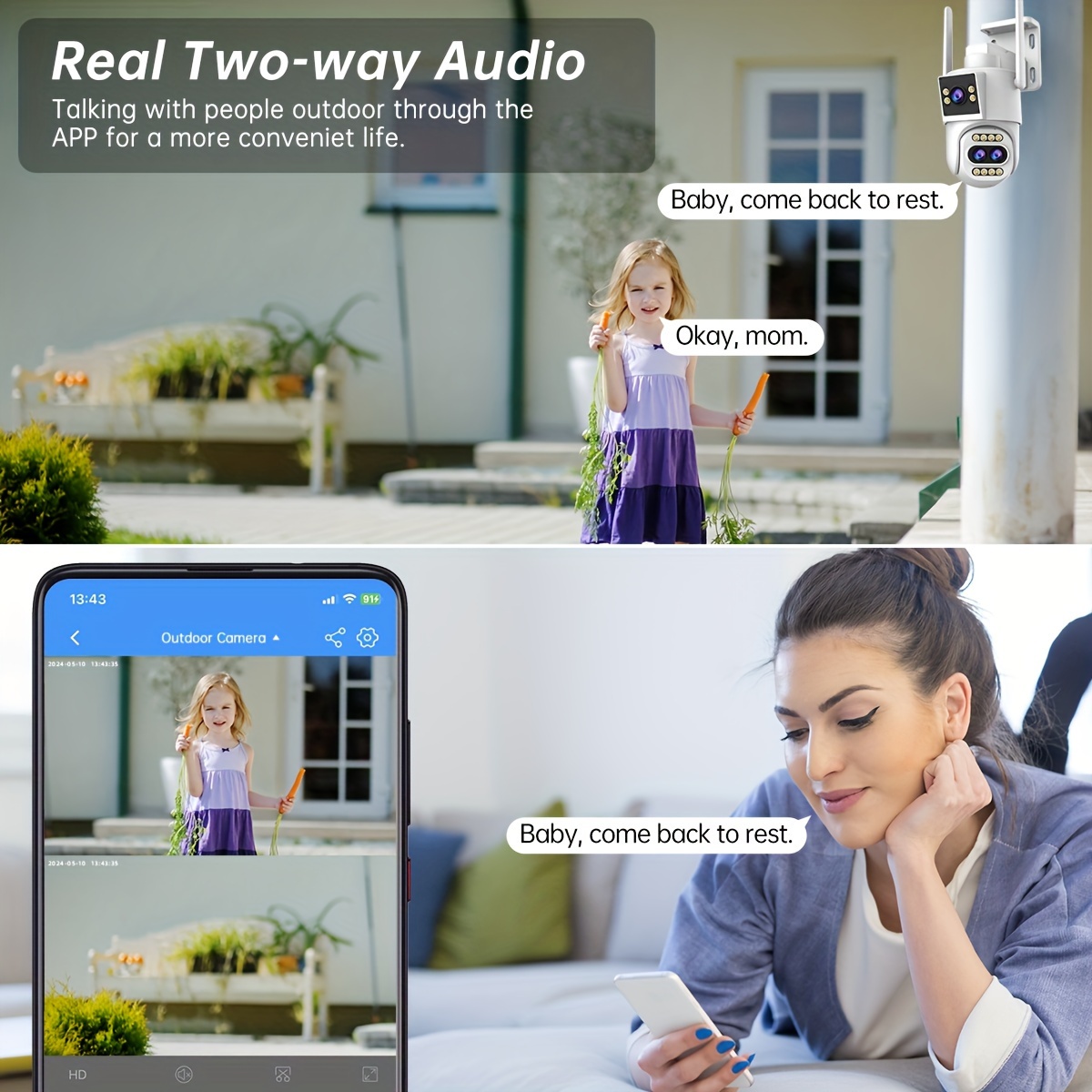 smart 5k   security camera with   night vision intelligent tracking intercom remote control via app dual 5mp screens wi fi enabled details 2