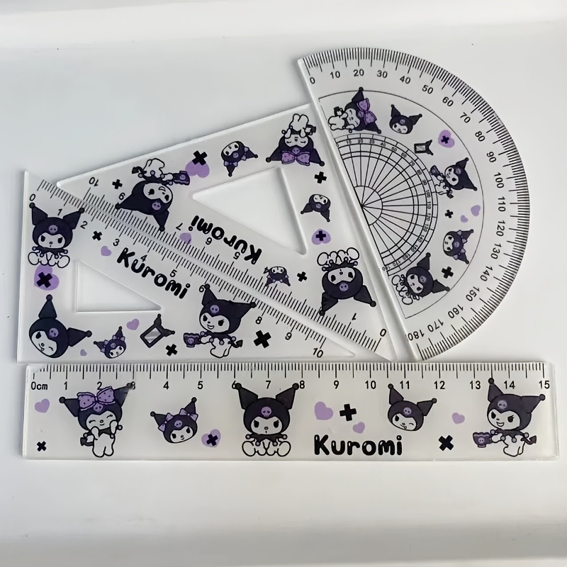 Kuromi 4pcs Ruler Set, 5.9" Transparent Measuring Tools For School And Office Supplies, Halloween