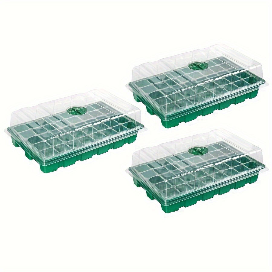 

3pcs, Seed Tray, 40 Holes Cell Propagator Growth Thickening Seedling Start Growth Tray With Transparent Cover Greenhouse And Garden Adjustable Window