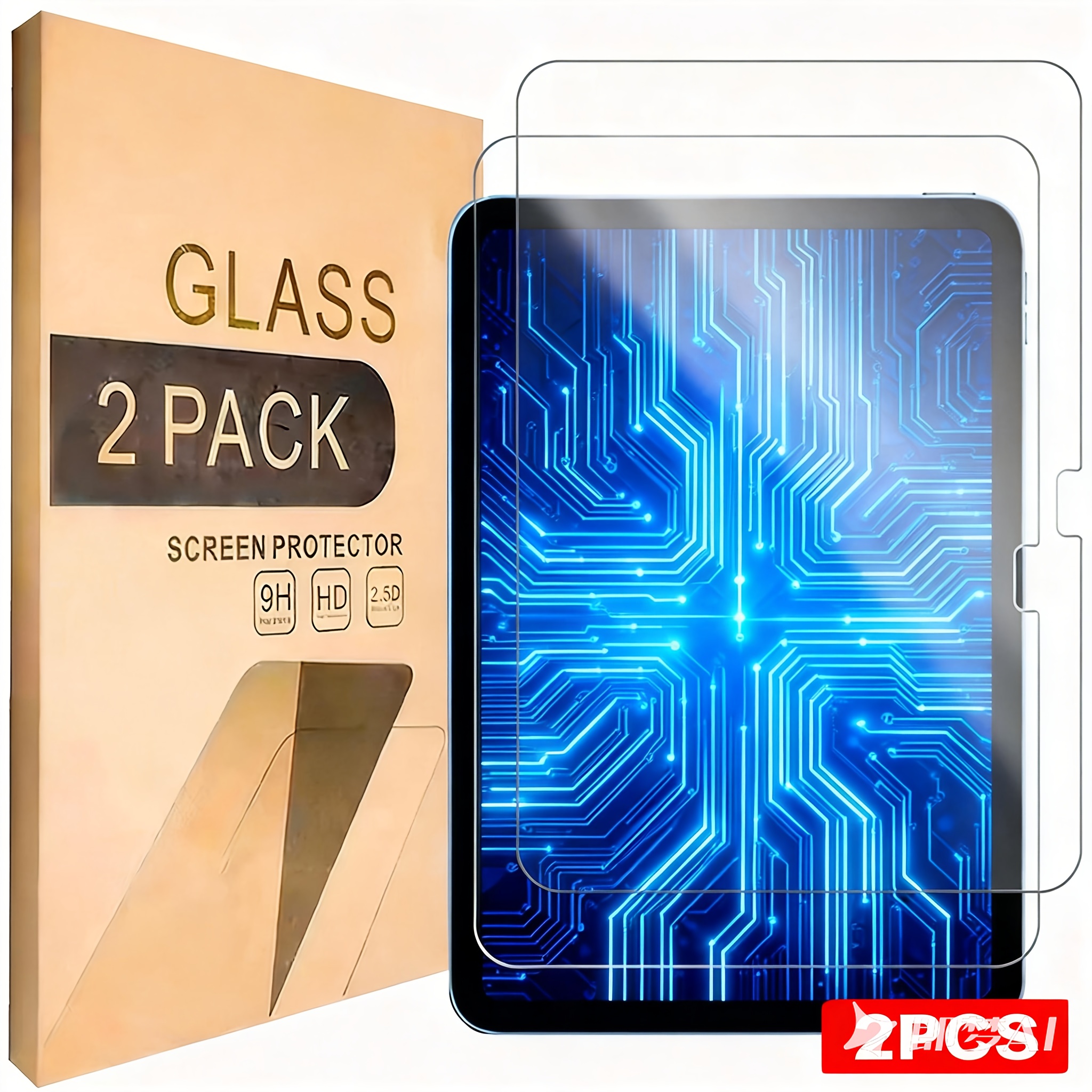 TEMU 2pcs Protective Films Suitable For Ipad 10th/11th A16 Tablet Screen Protectors, 9h Hardness Anti-scratch, Hd Transparent, 2.5d Curved Edge Fit.