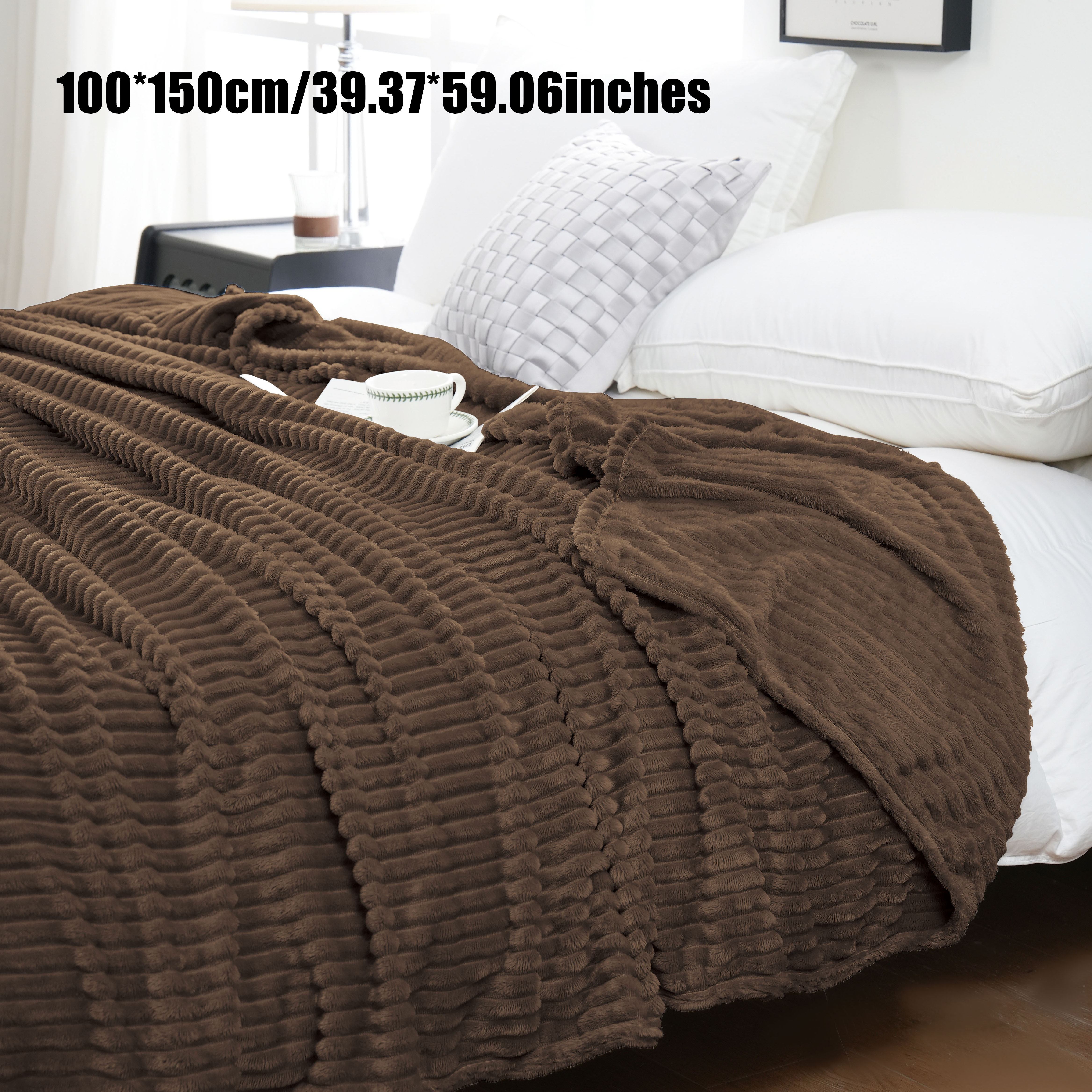 220gsm Striped Flannel Blanket Solid Color Flannel Blanket - Temu