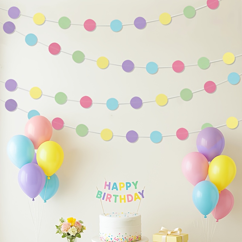 TEMU 6 Macaron Paper - Colorful Round Hanging Decor For Birthdays, Weddings, Showers, And Christmas - No Electricity Needed, Classic Party Backdrop