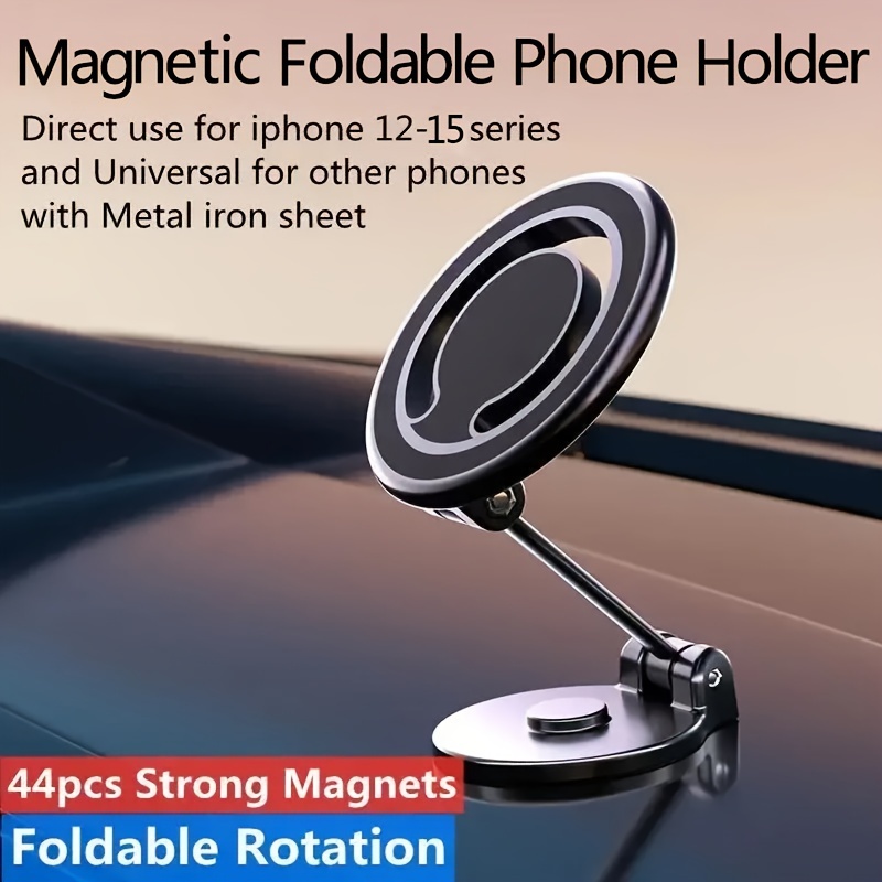 

Support de téléphone magnétique rotatif à 720° pour voiture - Support magnétique pliable pour téléphone portable compatible avec iPhone 15 14 13 12 / Samsung S22 S23 / Xiaomi