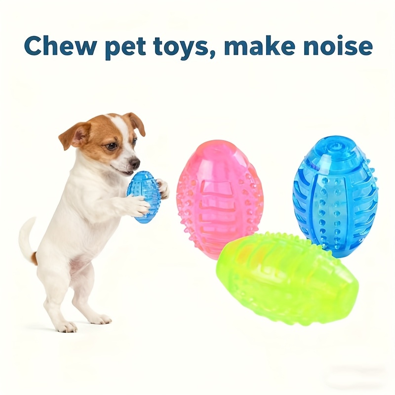 Image of Set Of 3 Dog Toys In 3 Colors - Durable And Squeaky, Promotes Dental Health (for Small To Medium Breeds), Without Battery