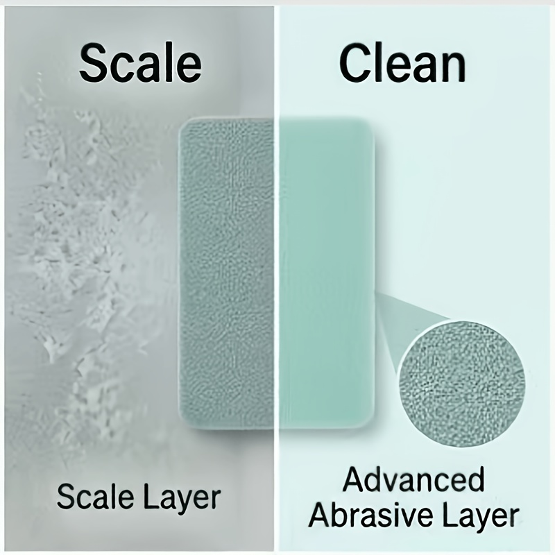 TEMU 4pcs Set Glass Scale Cleaning Cloths | Home Bathroom Mirror Shower Room Tile Cleaning Brushes, Strong Removal Of Scale, Water Stains, ,