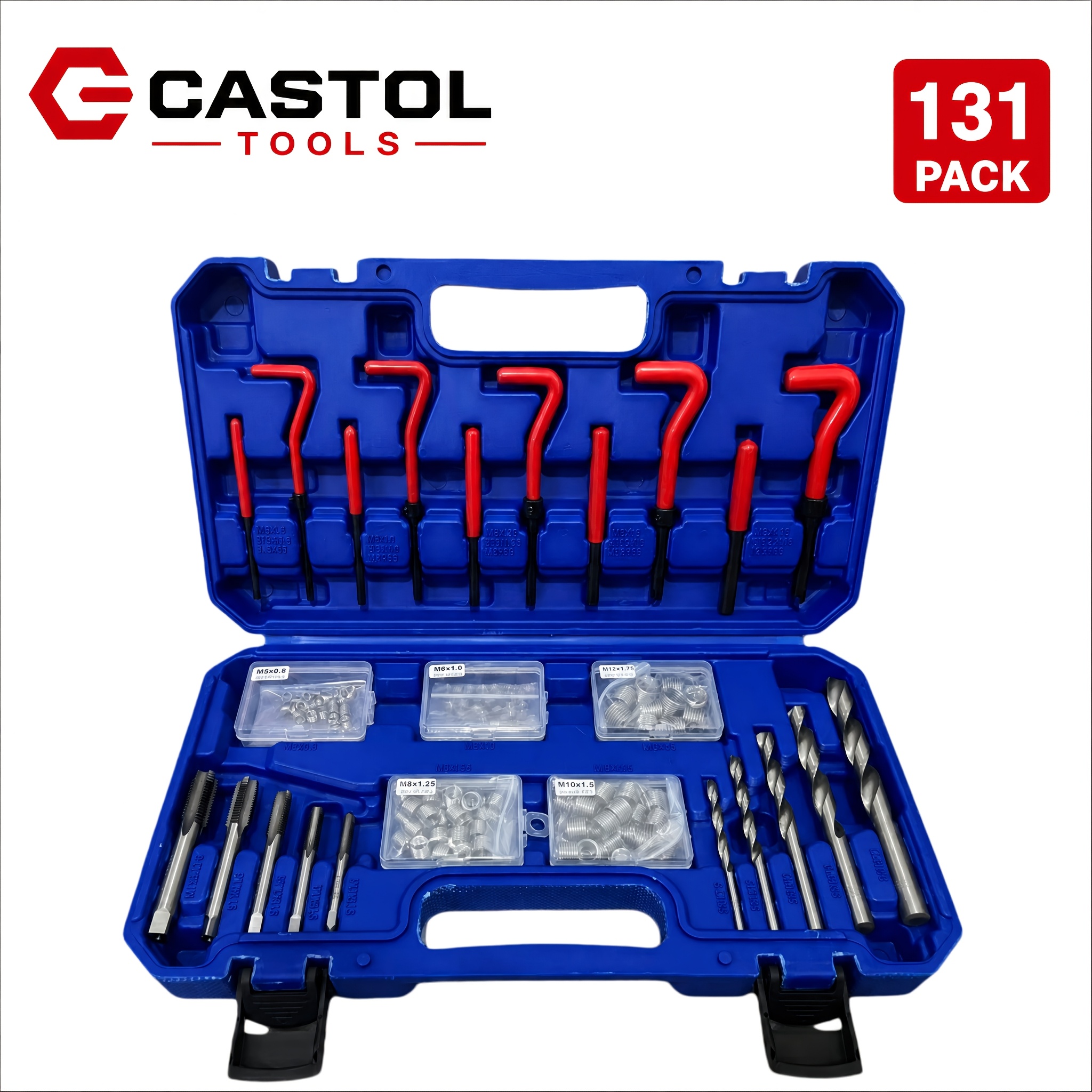 TEMU 131 Kit Professionali per Riparazione , Set di Utensili per Punte Elastiche, con Inserti Filettati, Punte Elastiche e Utensili di Installazione,