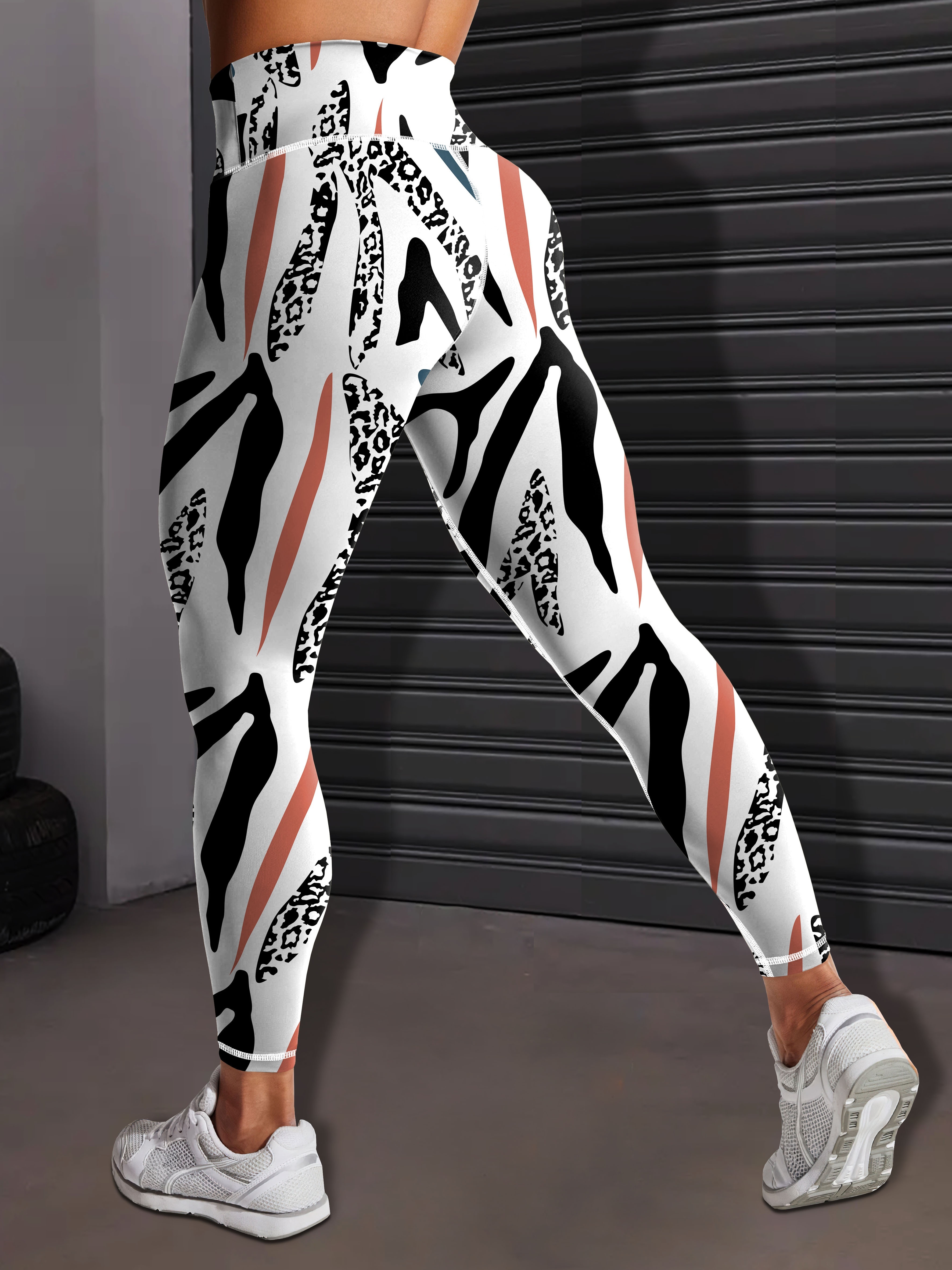High Waist Zebra Print Leggings Women Stretchy Butt Lifting - Temu