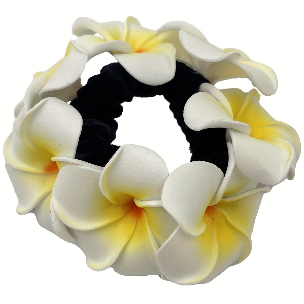 TEMU New Foam Flower Hair Ties Made Of Realistic Fabric, Handmade With High For Bun Hairstyles.