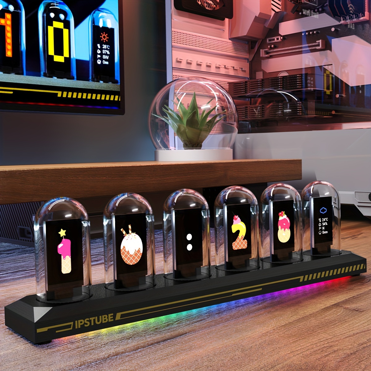 TEMU Tube Clock Kit For, Featuring Simulation Capabilities, Digital With Wi-fi Synchronization, , And A 12/24 Hour Display, Perfect For Decorative