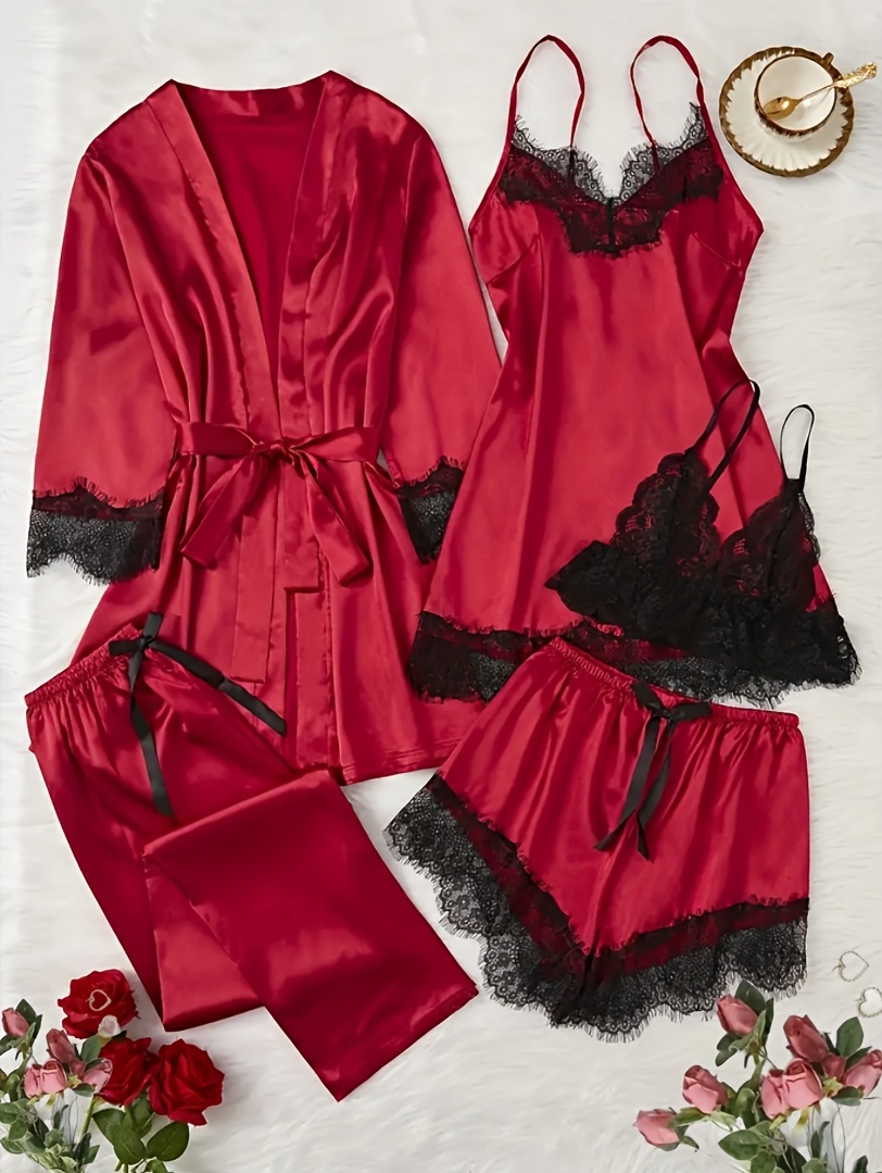 Elegant 5-Piece Satin and Lace Pajama Set/Conjunto de pijama elegante de satin y encaje 5 piezas Fae0366d Fc9a 4f70 A192 3344233a8dd7