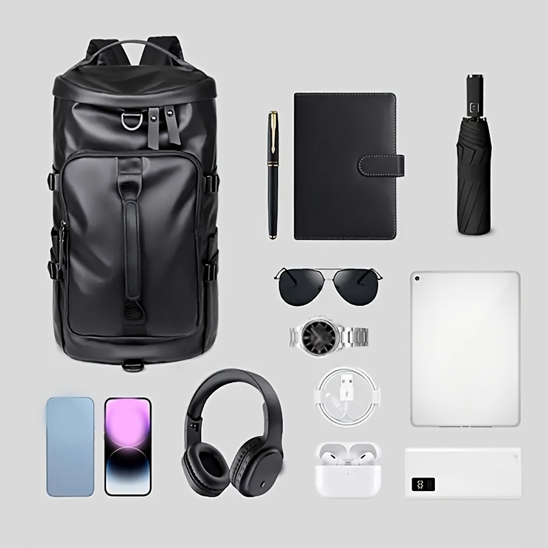 Casual Backpack Travel Tote Bag, PU Large Capacity Fashionable and Durable Anti-Theft Backpack, Gym Bag, Suitable for Daily Outings, Vacations, Fitness, Travel, Outdoor Sports Handbag, Available in Black and Gray, with Adjustable Shoulder Straps