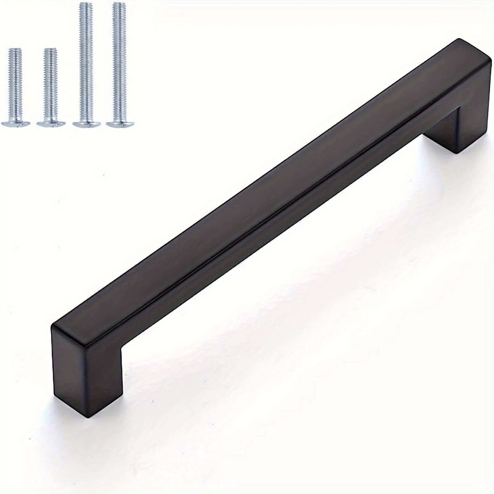 30 Pack Black Cabinet Pulls - 6-1/4 Inch (160mm) Center, Stainless Steel Square Bar Handles For Kitchen & Bathroom