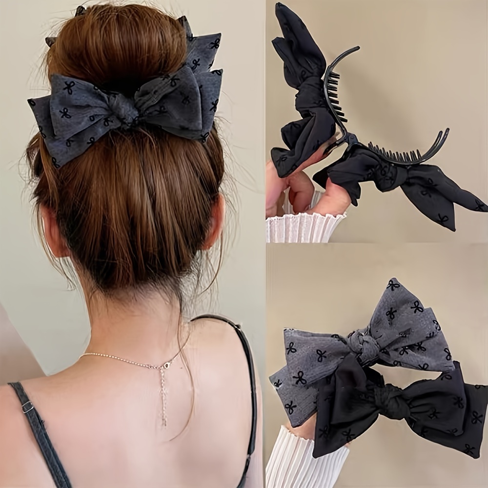 

Elegant Large Bow Hair Clip For Women - Vintage Style, Fabric, High Ponytails & Updos