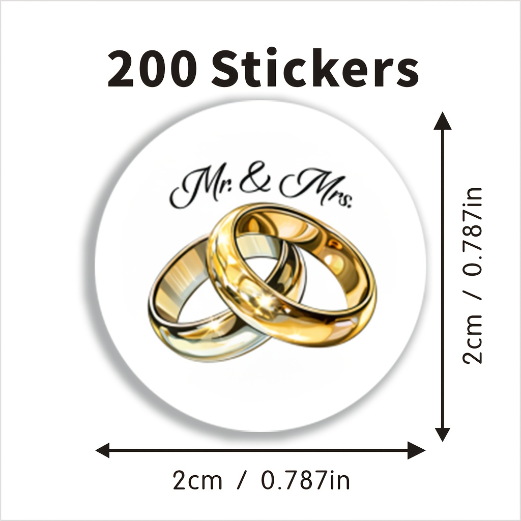 E-shop 200 Stück Mr. und Mrs. Aufkleber, Jubiläumsaufkleber, Geeignet für Hochzeitstag Party Geschenke, Süßigkeiten und Briefumschlag Dekoration