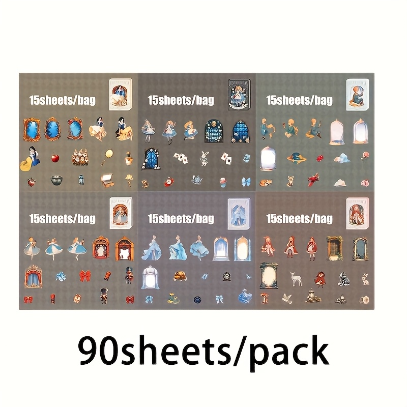 TEMU 90pcs/6pcs, autocollants à thème , divers adaptés pour scrapbooking, création de cartes et décoration de magazines