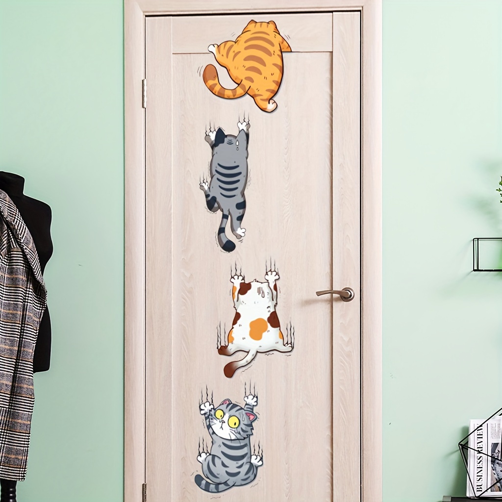 

Funny 4-cat Wall Decal - Cute Cartoon Climbing Cats, Perfect For Bedroom & Living Room Decor, No Power Needed