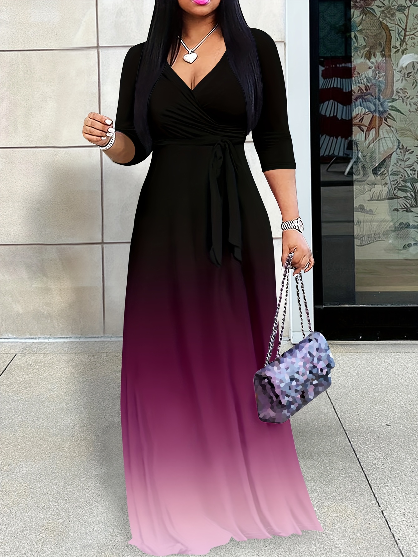 fitted lace wedding dress SL Fashions 619435M Plus Size Ombre Long Formal Gown – The Dress Outlet