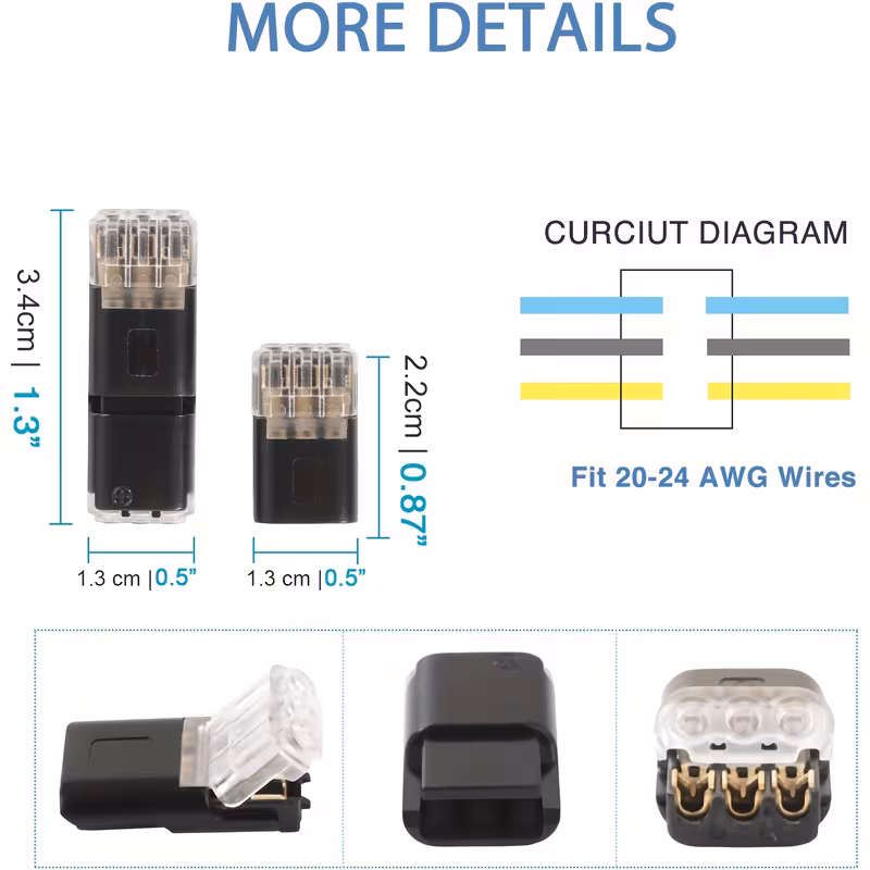 10 conectores rápidos de empalme sin soldadura para cables eléctricos, bloques de conector a presión de de para tira led de coche, aplicaciones de voltaje, bloques de terminales de conexión rápida Detalles del producto 0