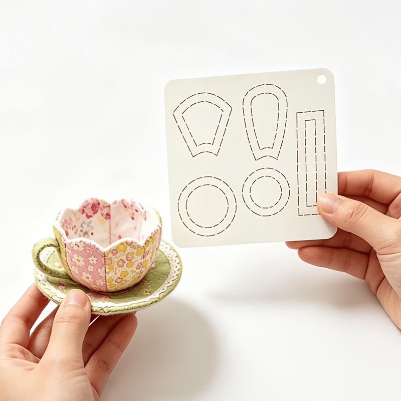 TEMU 1pc Flower Cup And Coaster Sewing Template, Pet, Features Clear And Smooth Engraved Patterns, Making It Very Convenient For Drawing, Reusable,