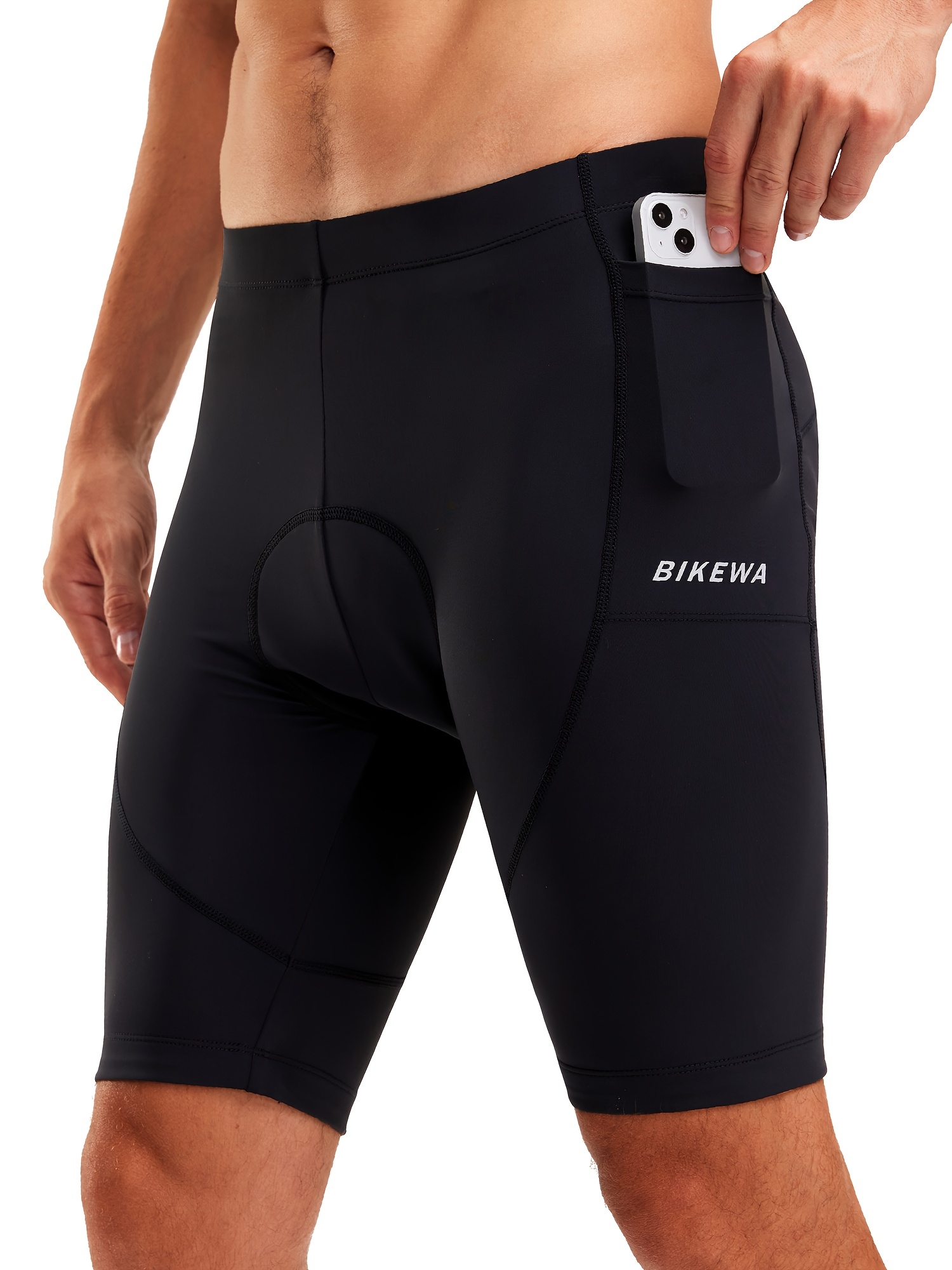 Bikewa Short de cyclisme rembourré 3D pour homme avec poches zippées
