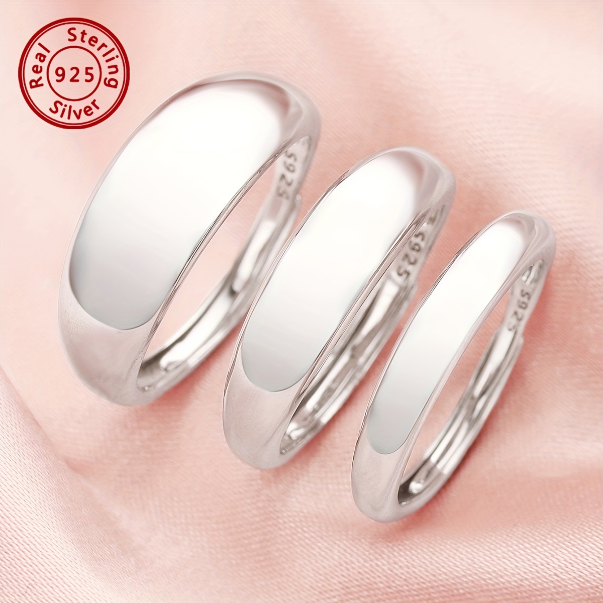 

925 Sterling Silver Silver Color Adjustable Wide Design Ring Daily Decor Simple Ring For Mother Ladies Lover Women Gift With Gift Box