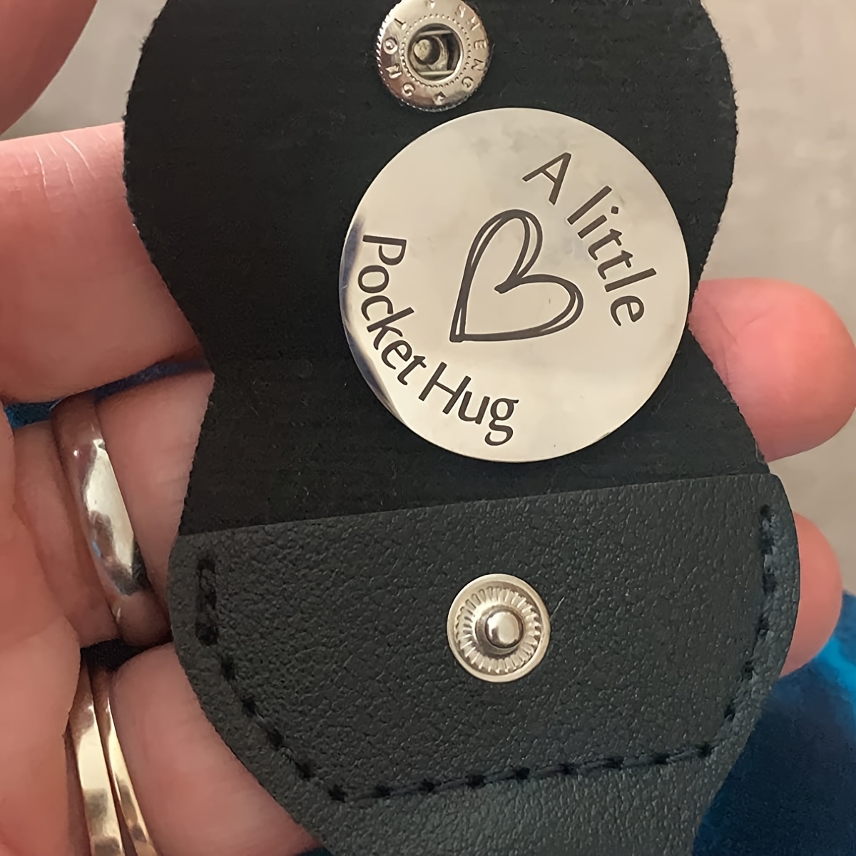 TEMU Pocket Hug Token Long-distance Relationship Keepsake, Stainless Steel Double-sided Inspirational Event Gift With , Polyurethane Coating Material