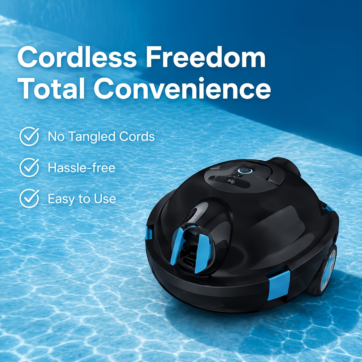 TEMU 2026inse Cordless Robotic Pool Cleaner, Automatic Pool Vacuum With 150- Mesh, Retrieval Hook, And Rope, 150mins , 35kpa Powerful Suction,