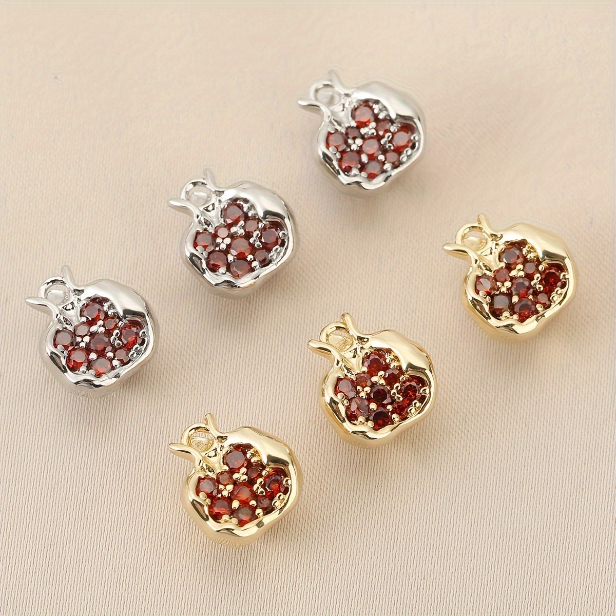 

3pcs, Europe And The United States Ins Temperament Simple Geometric Pomegranate 18k Gold-plated Copper-plated Pendant Diy Jewellery Accessories Necklace