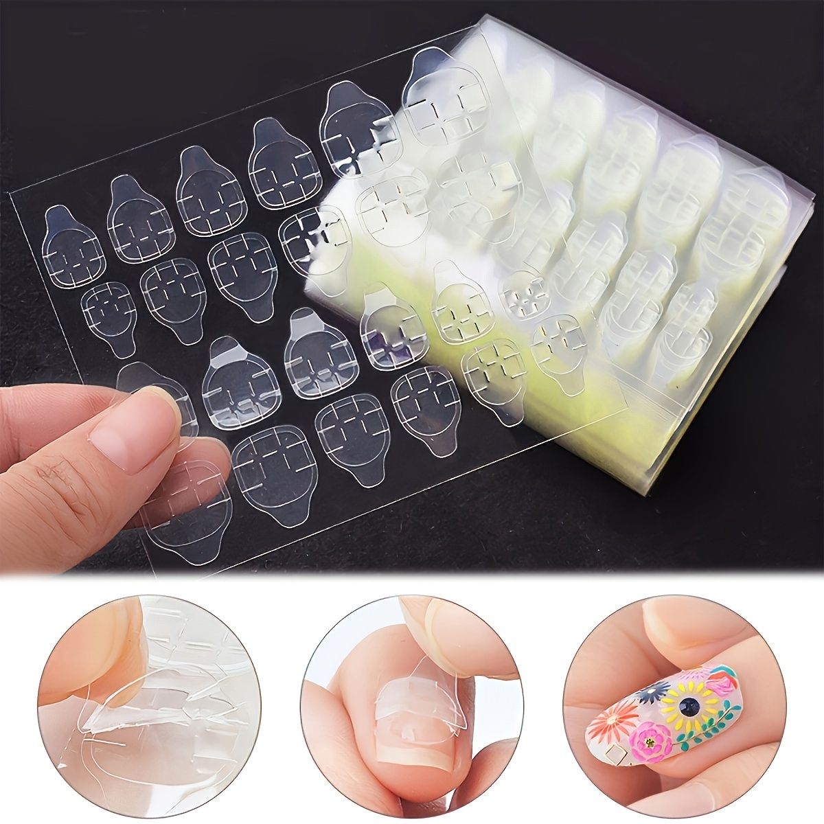 

120/240pcs patchs d'ongles artificiels à avec colle gelée haute viscosité, patchs d'amélioration des ongles, portant une colle spéciale, imperméables, durables et ultra-minces à démonter