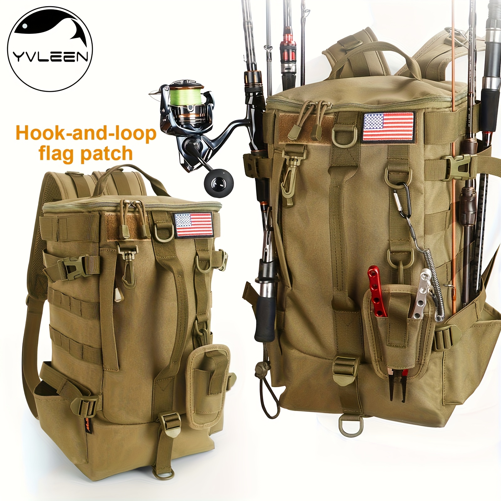 Zaino Da Pesca Jueachy Impermeabile Con Porta Canne - 4 Tasche - Per Pesca In Acqua Dolce E Mosca - Foto 2