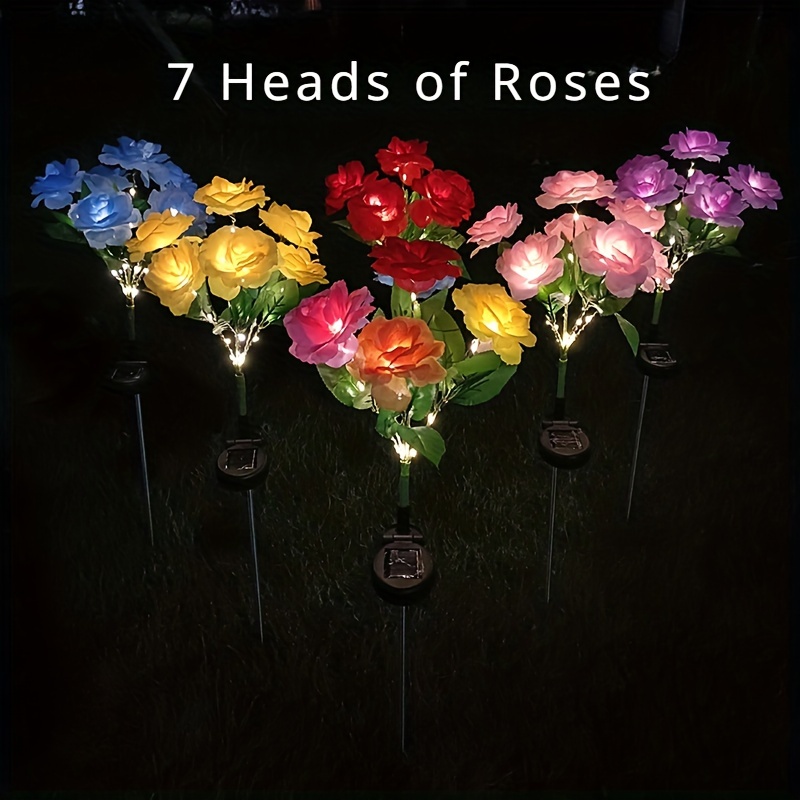 

7 Heads Colorful Roses, Solar Lawn Lamp, Simulation Roses, Valentine's Day Ambiance Decoration Lamp, Garden Lamp Led Ground Lamp, Gift For Girlfriend, Garden Decoration, Home Decoration