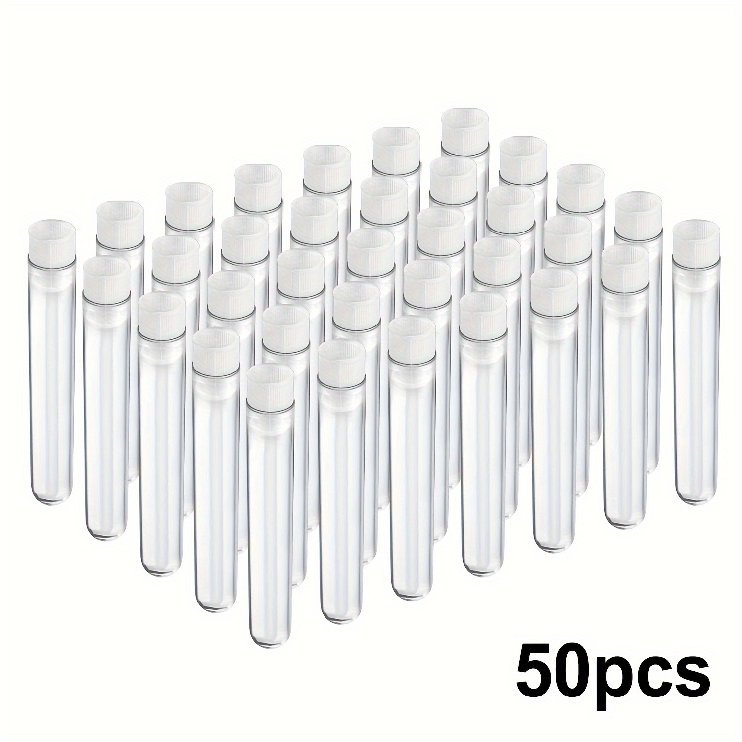 

50-pack Clear Plastic Test Tubes With Caps, 16x100mm (10ml) - Perfect For Lab Experiments, Party Decor & Candy Storage Plastic Tubes With Caps Lab Tubes Plastic