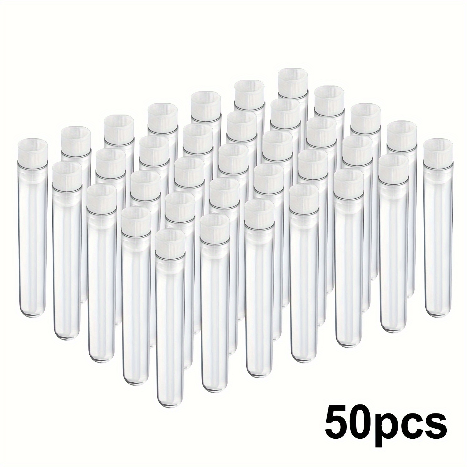 

50pcs Clear Plastic Test Tubes With Caps, 16x100mm (10ml) - Scientific , Party Decor & Candy Storage