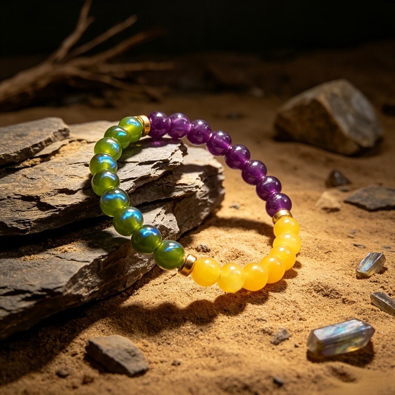 Amethyst & Citrine Adjustable Bracelet Necklace, Bohemian Style