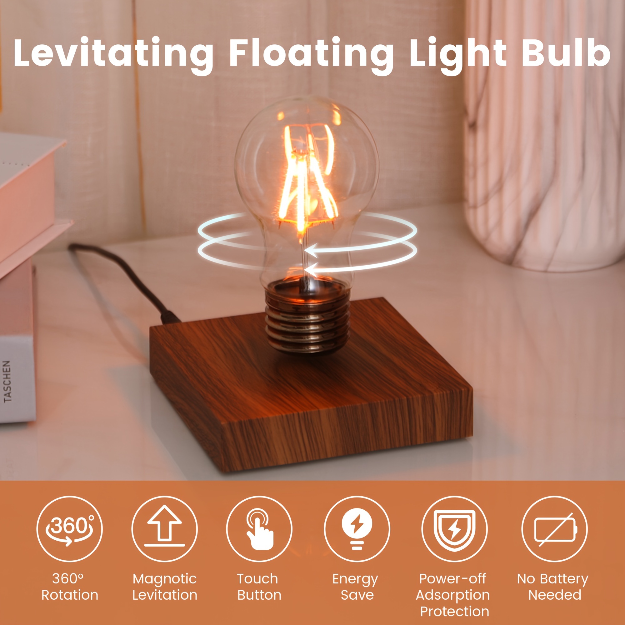 levitating light bulb magnetic floating levitation bulb lamp magnetic levitating decoration for room and office   gift for business and christmas details 7