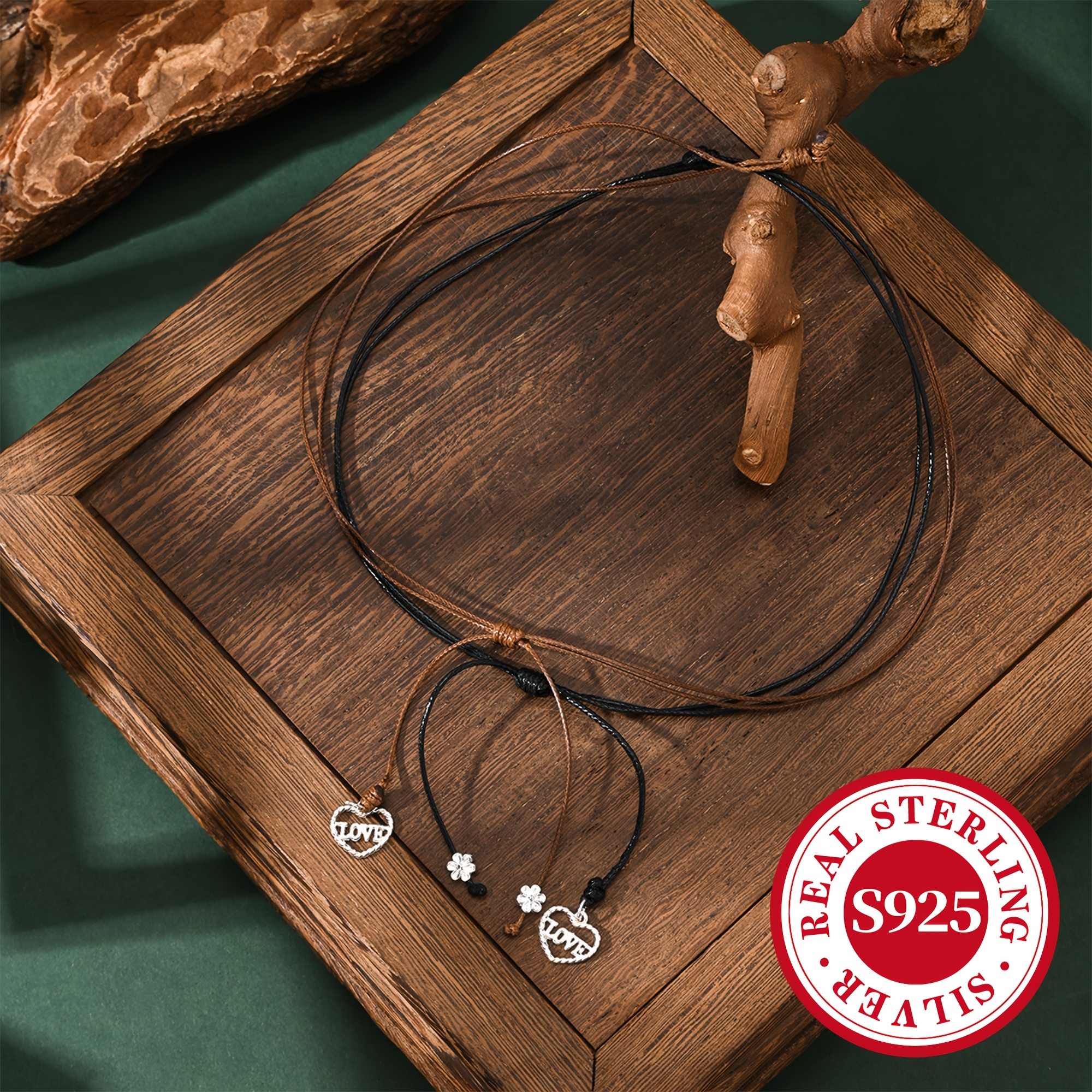 Unisex 925 Sterling Silver LOVE Braided Necklace — Versatile Gift
