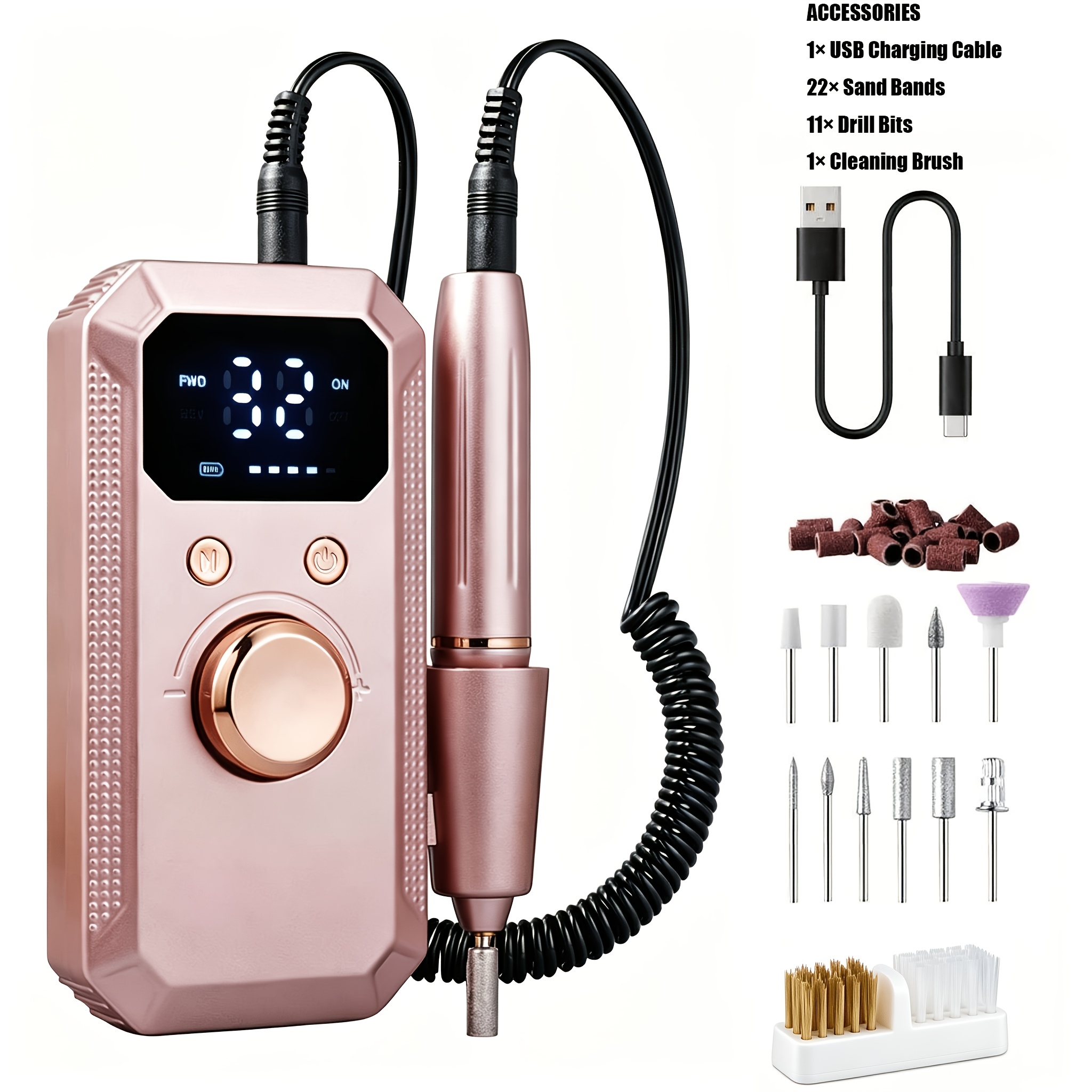 Image of Professional Electric Nail Drill Machine Rechargeable Portable Nail File Manicur, Gift