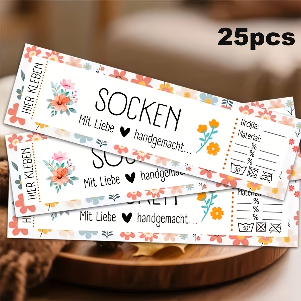 Image of 25pcs Sock Sealing Label Stickers (), Stickers, Card Labels For Long Socks And Shoe Packaging, Unisex Adhesive Seals, Suitable For Sock Cuffs, Party Decoration Items, German