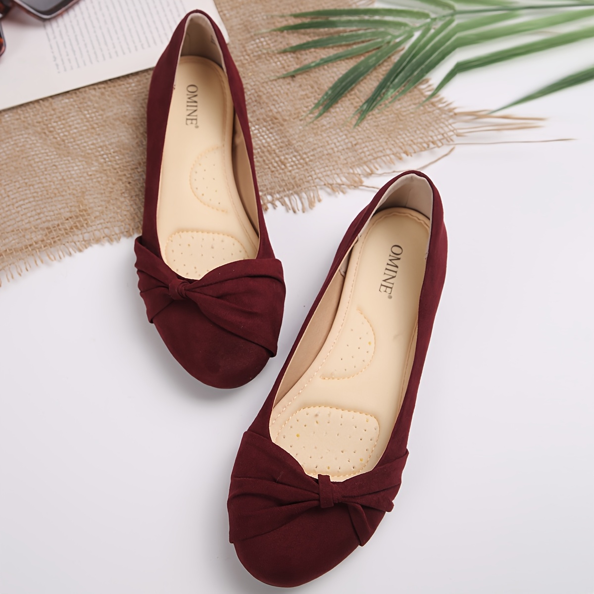 burgundy flat dress shoes Burgundy Ballet Flats with Leopard Strap