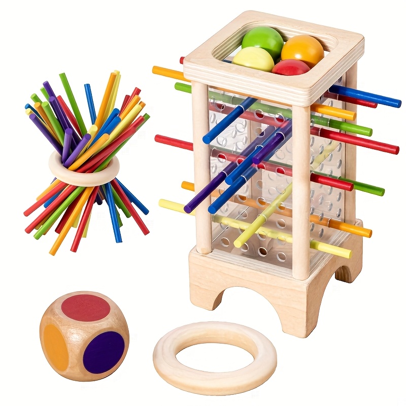 Image of Colorful Wooden Stick Dice Game, Math Educational Toy For Fine Motor Skills And Counting, Family And Travel Game, Children's Gift