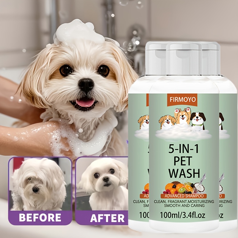 3 Bottles of 5-in-1 Pet Shampoo & Conditioner, 100ml/3.4floz. Deep Cleanses During Bathing, Leaves a Fresh Fragrance, Eliminates Odours, and Leaves Your Pet's Coat Softer and Fluffier. Suitable for Use All Over the Body, Ideal for Cats and Dogs. - Image 2