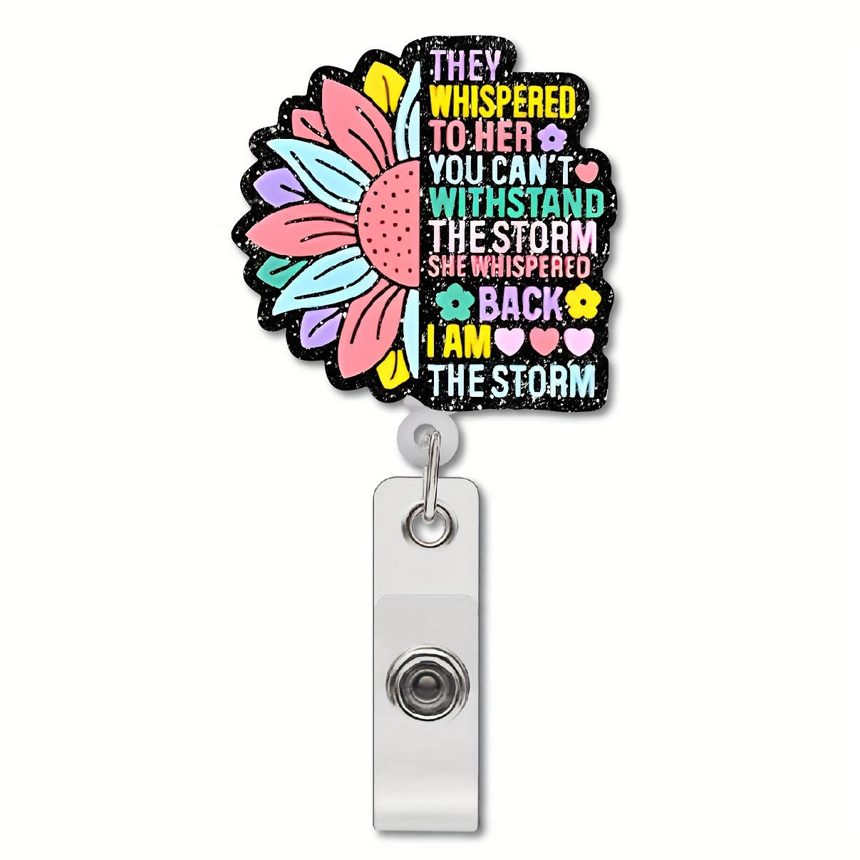 

1pc Inspirational Quote Acrylic Badge Reel, Rotating Swivel Clip, Retractable Id Holder For Professionals, Teachers, Office Staff - & Accessory