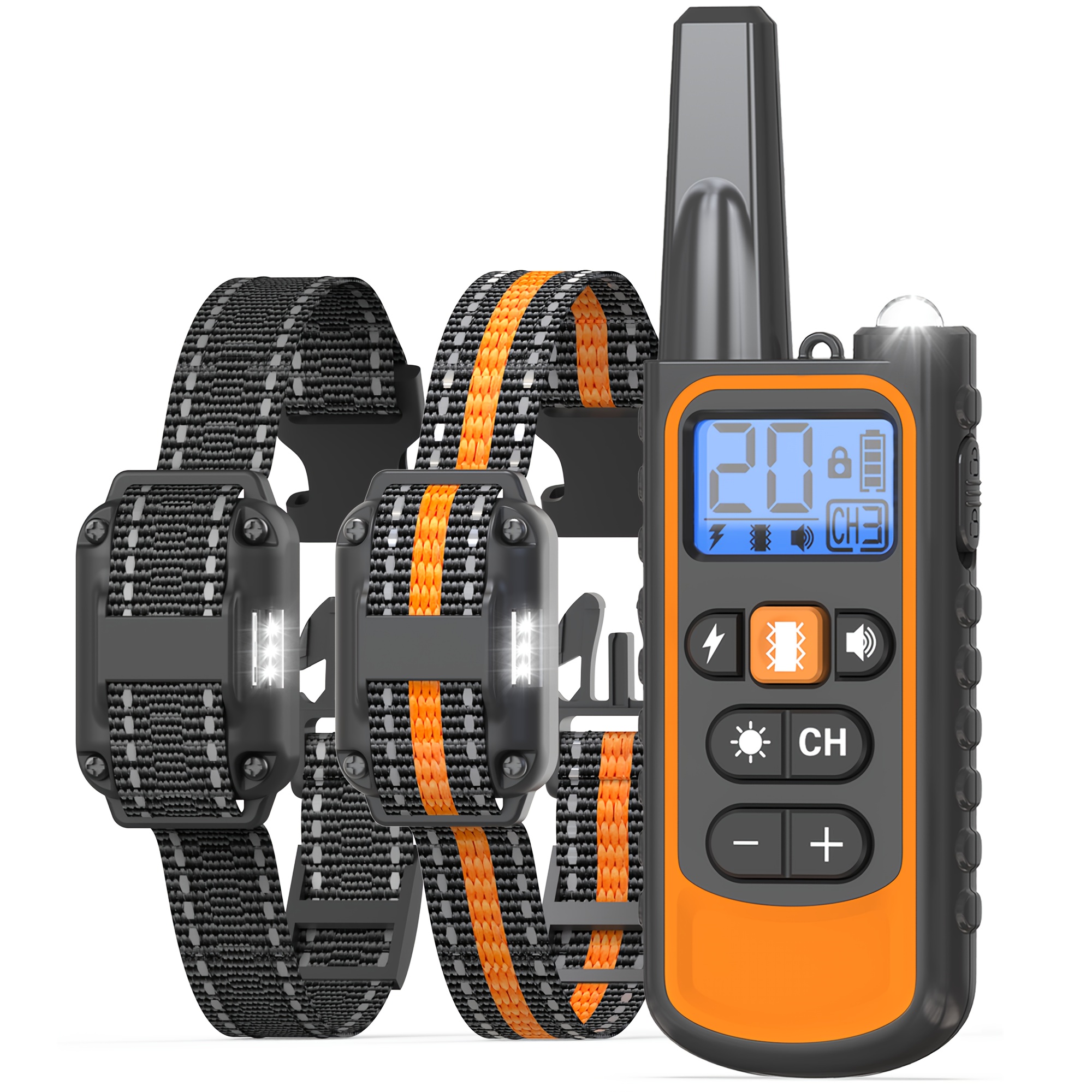 remote   training collar adjustable shock collar with   vibration shock night light features rechargeable electronic collar suitable for large medium and small dogs