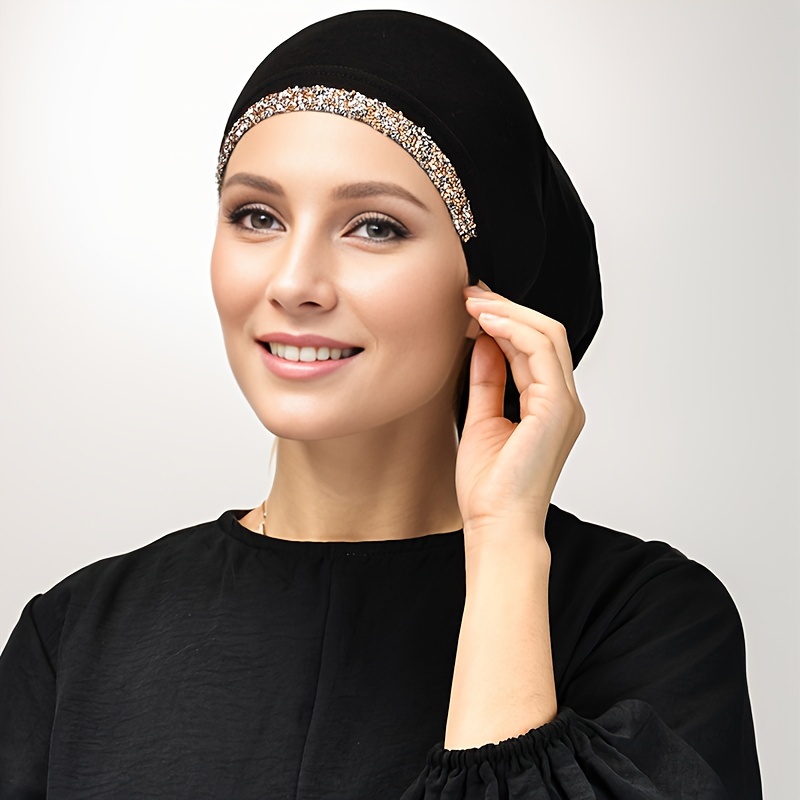 1pc Fashion Rhinestone Baseball Cap For Women, Hair-tie Baseball Cap, Breathable And Elegant, Suitable For Family Gatherings And , Polyester Fiber
