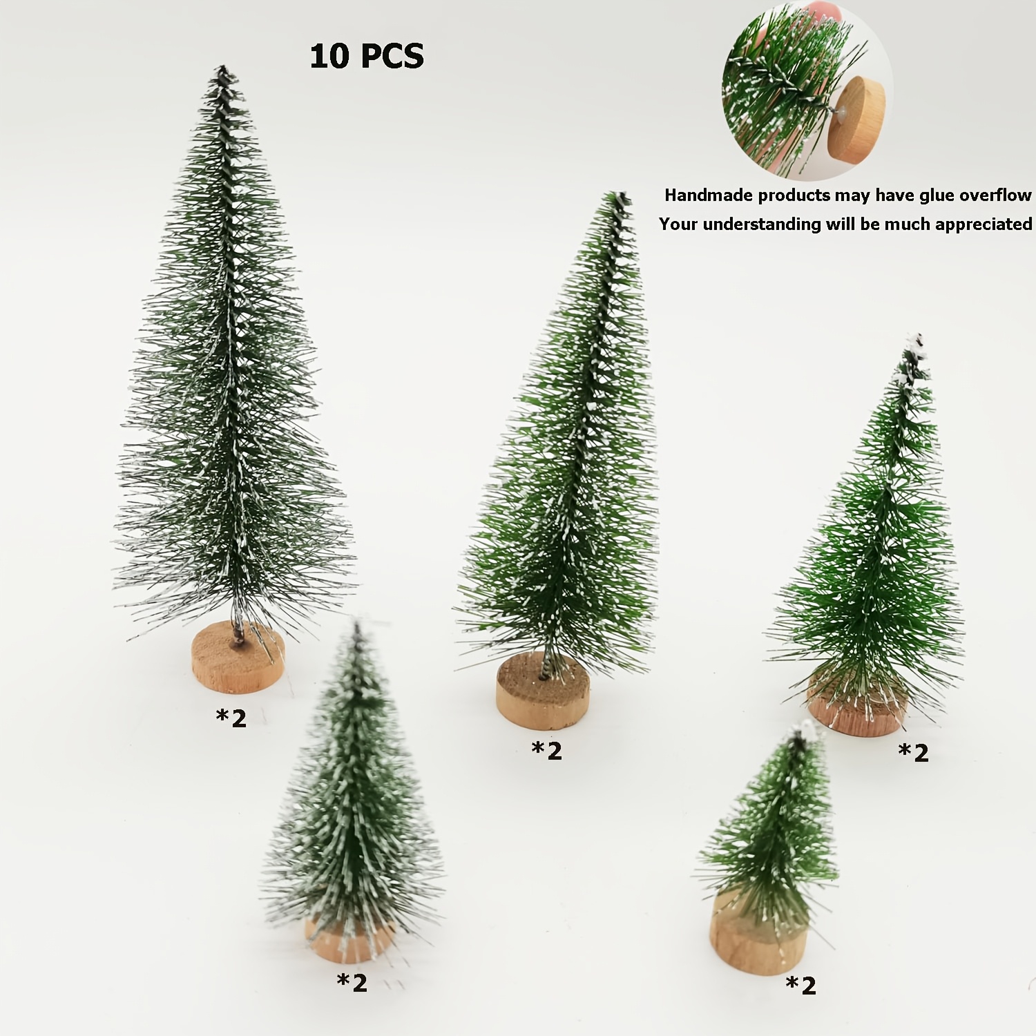 5pcs 10pcs 15pcs Christmas Trees, Artificial Christmas Tree Bottle Brush Trees Christmas With 5 Sizes, Bottle Brush Tabletop Trees With Wooden Base For Decoration