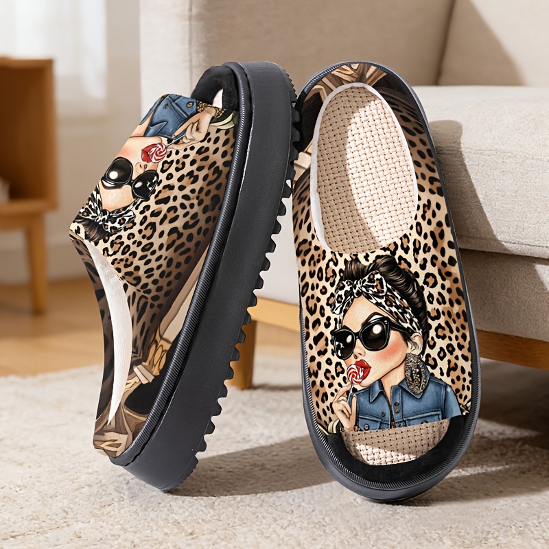 Image of Leopard Patterns Printed Open-toe House Slippers For Women, Breathable Comfortable Indoor And Slippers For Summer, Bedroom Slippers, Couples's Lightweight Shoes, Perfect Gift For One/mom, Women Shoes