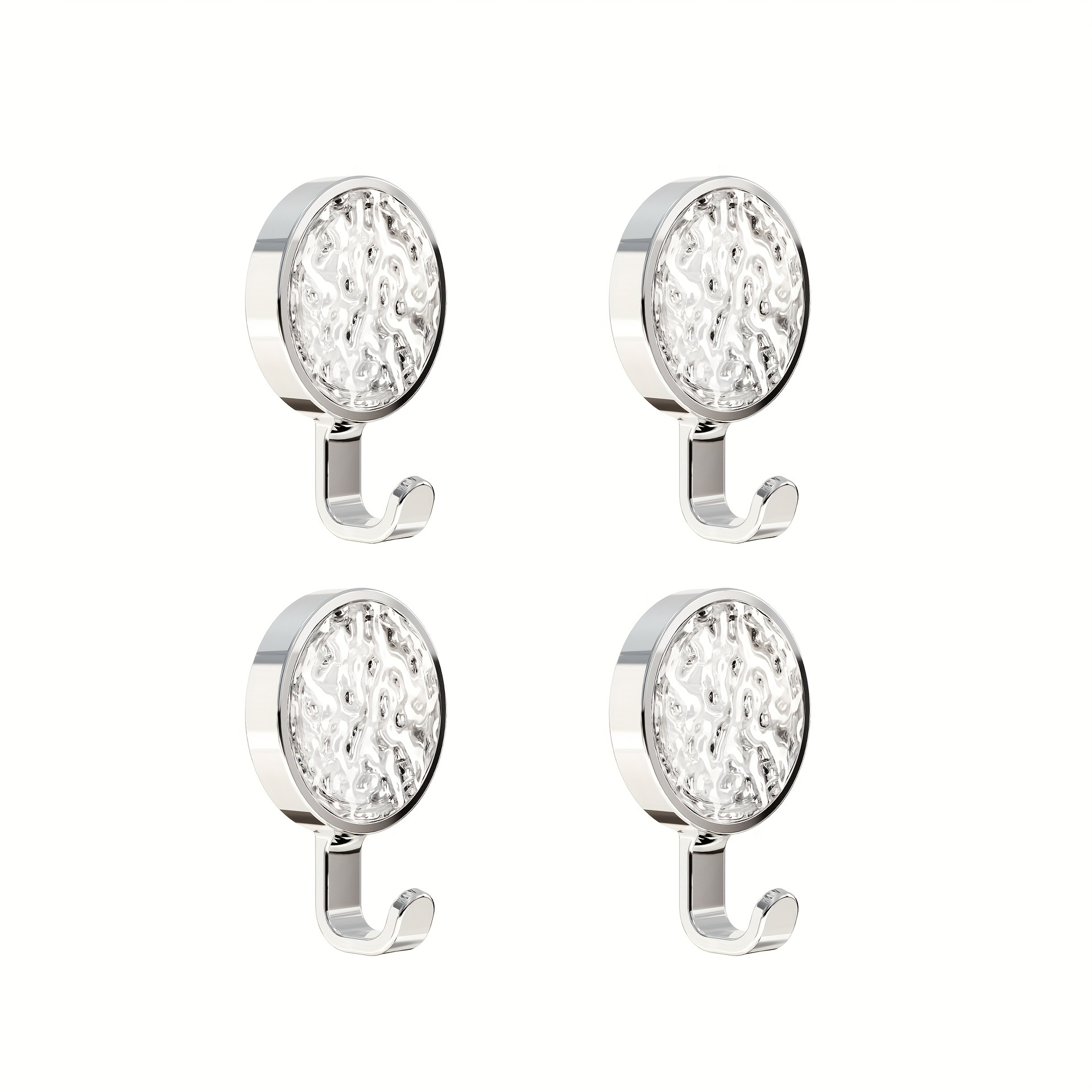 TEMU 4pcs Light Luxury Glacier Pattern Hook Strong Viscose Non-perforated Bathroom Seamless Wall Hook Hook Behind The Door Seamless Hanging Hook Hook