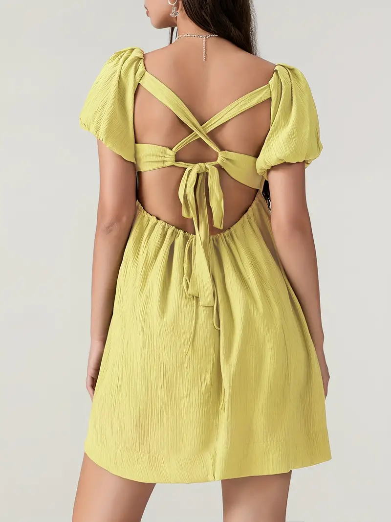 pastel yellow babydoll dress Butter Yellow Babydoll Mini Dress