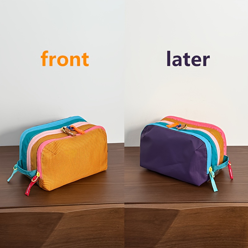 E-shop Weihnachtliche Dopamin-Farben Kosmetiktasche Organizer, mit drei Hauptfächern mit Reißverschluss für effiziente tragbare Kategorisierung. Ideal
