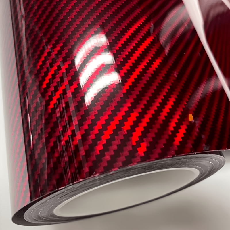 TEMU Electroplated Carbon Red 30cm X 35cm Car Wrap, Body Decoration Sticker, High-quality Pet Material, Self-adhesive And Easy To Apply